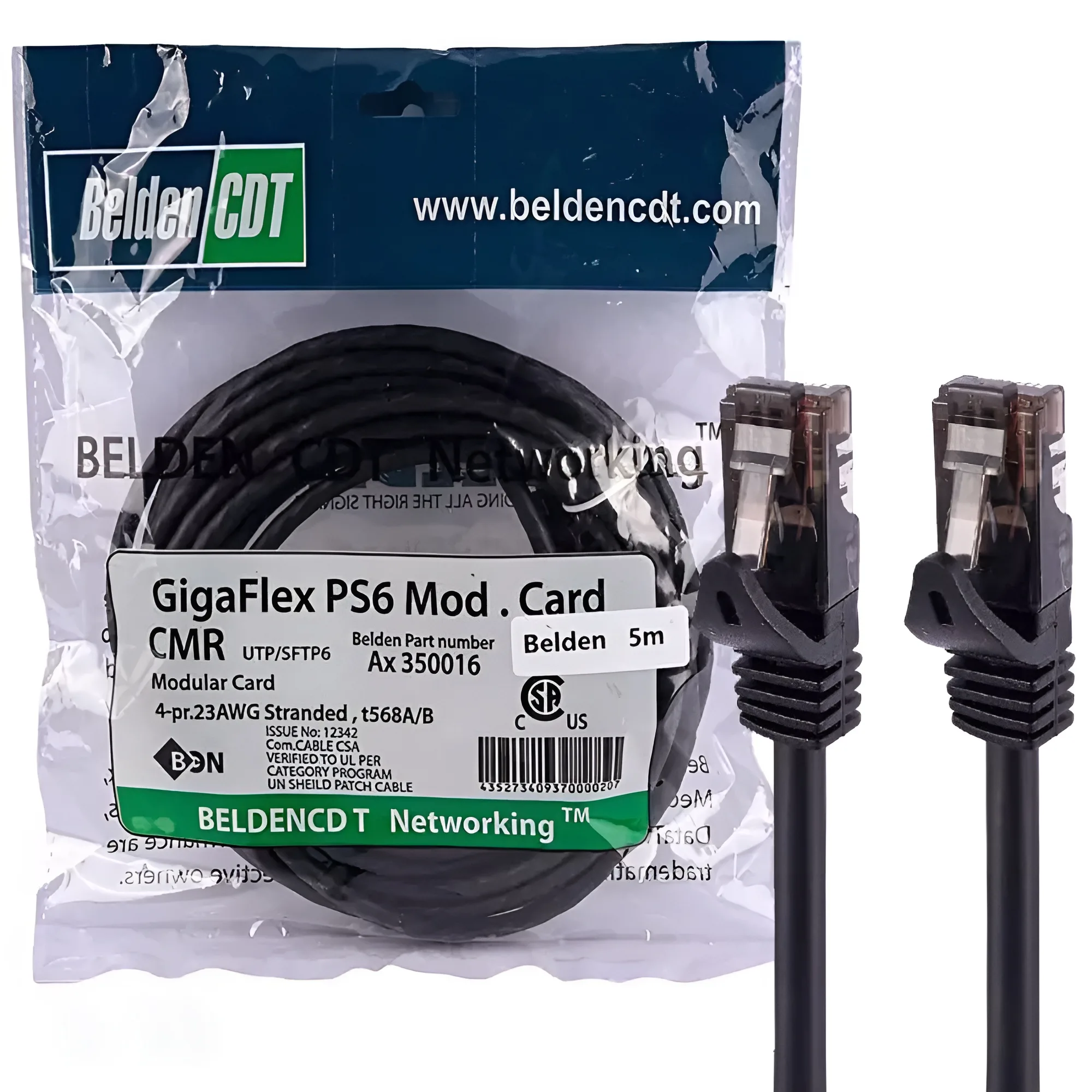 کابل شبکه Belden CAT6 پنج متری مناسب اتصال کامپیوتر و تجهیزات شبکه