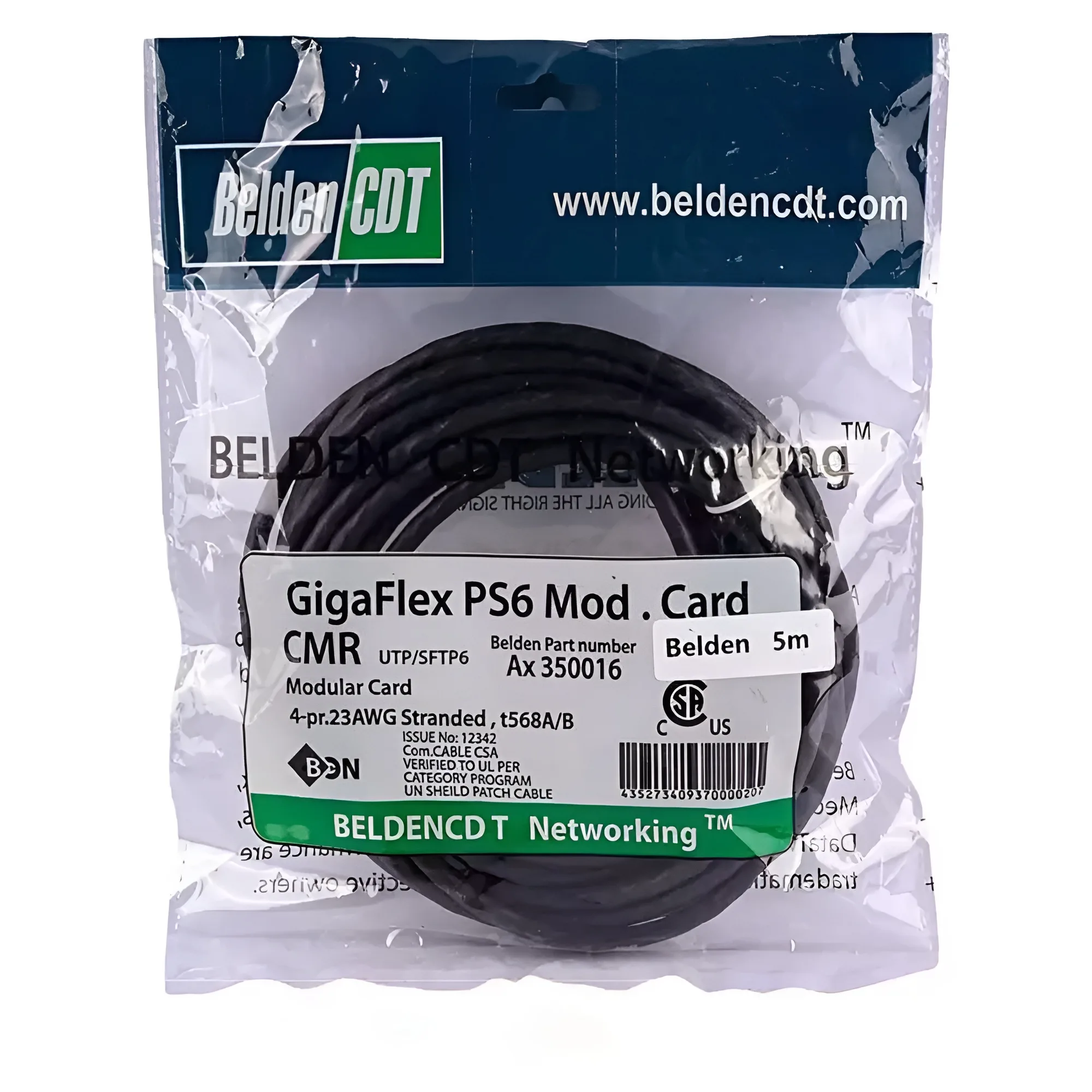 کابل LAN بلدن CAT6 با طول ۵ متر و سوکت شبکه در دو طرف