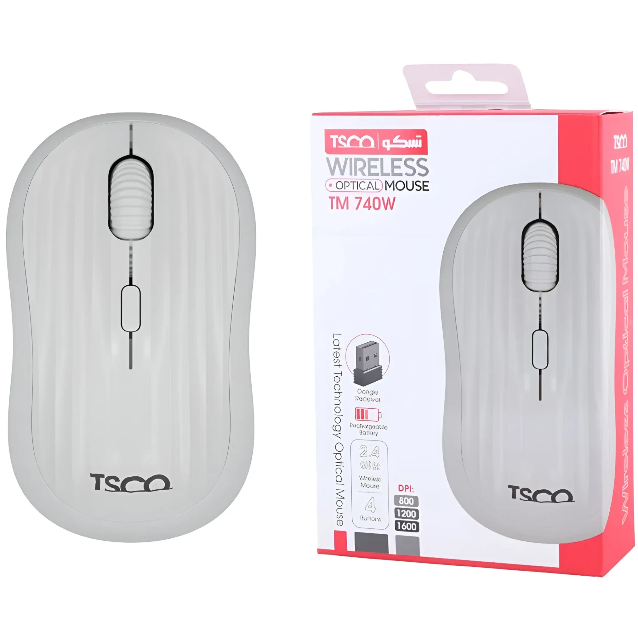 ماوس وایرلس TSCO TM-740W به همراه دانگل USB و کابل