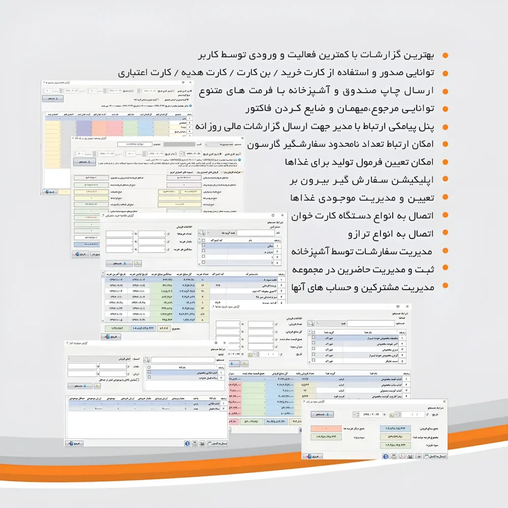 قابلیت های مدیریتی و ابزار های کنترل موجودی در نرم افزار رستورانی زعفران نسخه پیشرفته