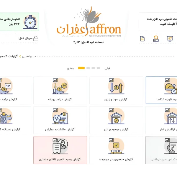 پنل کاربردی زعفران نسخه استاندارد