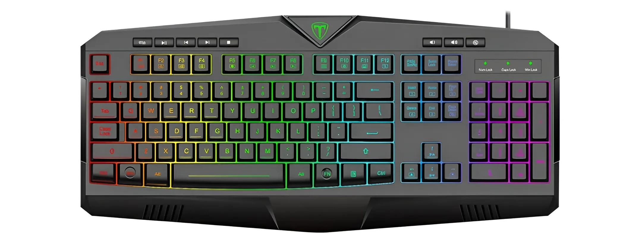 کلیدهای کیبورد گیمینگ T-Dagger T-TGS006 با نورپردازی RGB و کلیدهای چندرسانهای