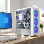 نمای کیس فاطر FG-720W پس از اسمبل قطعات کامپیوتر و روشن شدن سیستم