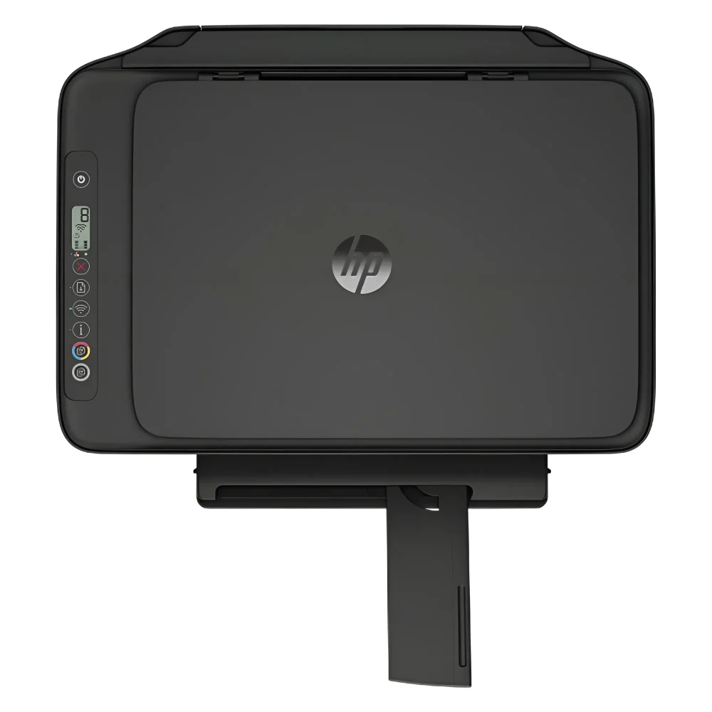 نمای بالایی پرینتر اچ پی DeskJet 2975 شامل پنل کنترل و درپوش اسکنر