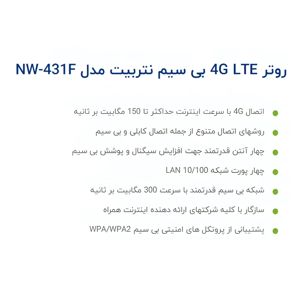 بررسی قابلیت های ارتباطی مودم نتربیت NW-431F