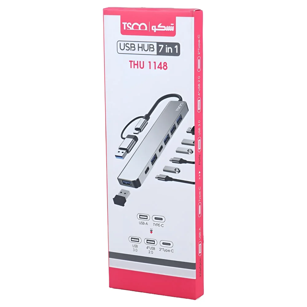 جعبه هاب USB 3.0 تسکو مدل THU 1148 در کنار خود محصول