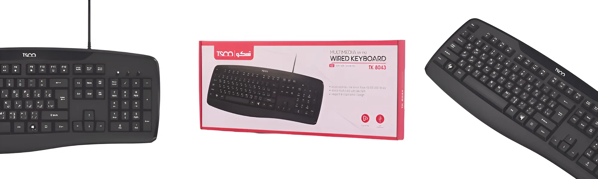 کیبورد تسکو مدل TK 8043 با 104 کلید، 12 کلید میانبر، ساختار ممبران، حروف فارسی و اتصال USB