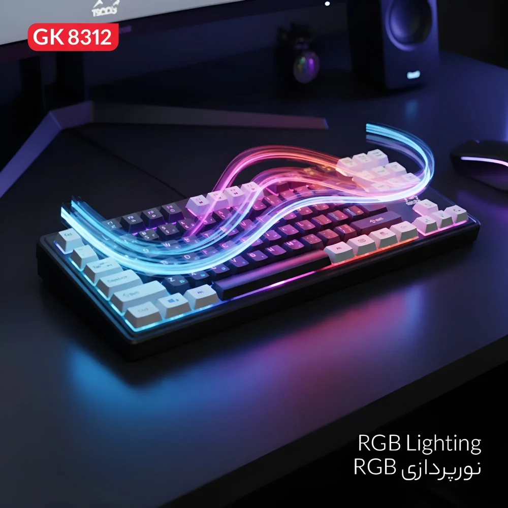 کیبورد گیمینگ تسکو GK 8312 Aphrodite به همراه حالت های مختلف نورپردازی RGB