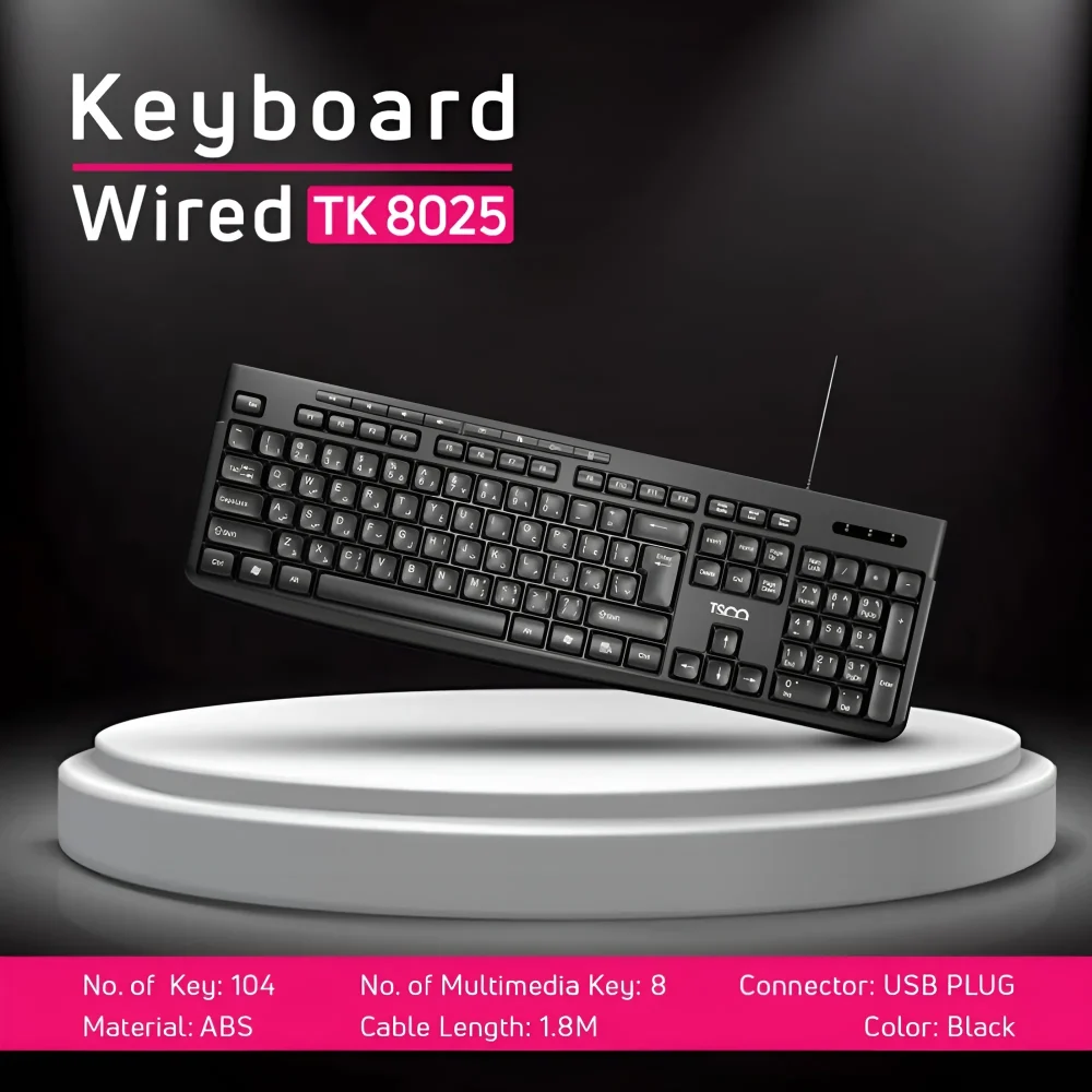 کیبورد تسکو مدل TK 8025 با کیفیت ساخت بالا و طراحی مناسب
