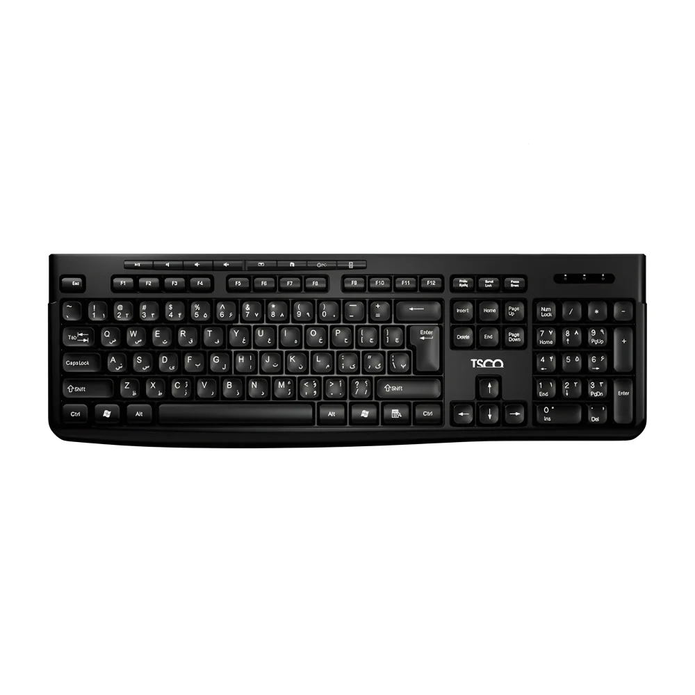 کیبورد بی سیم تسکو TKM 7027W با 104 کلید استاندارد و طراحی فول سایز
