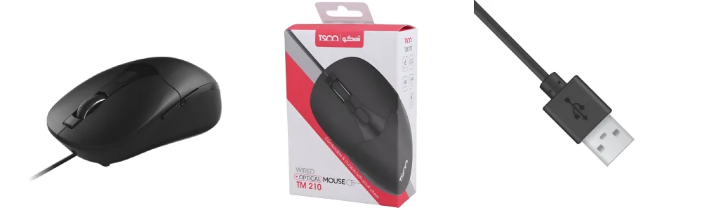 ماوس تسکو مدل TM 210 با بدنه ساده، فرم جمع و جور و ظاهر مناسب برای استفاده روزمره