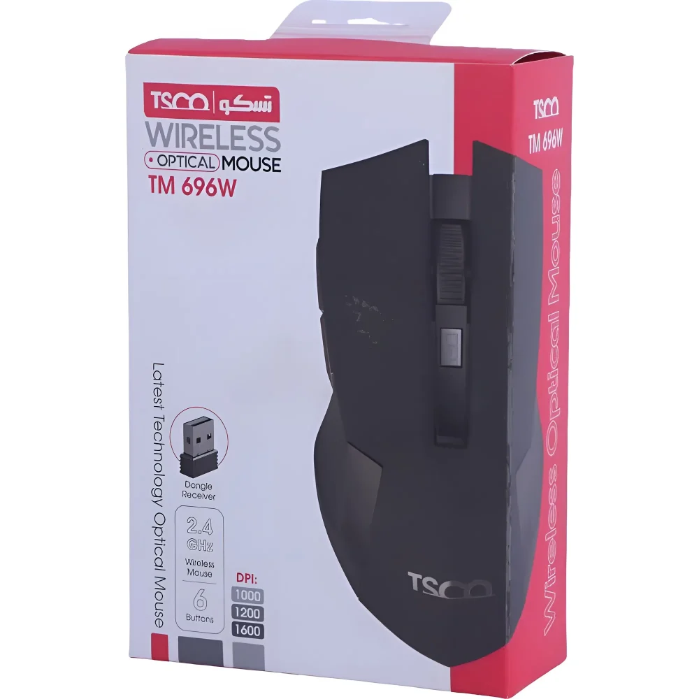 ماوس بی سیم تسکو مدل TM 696W با طراحی کامل بدنه و ظاهر ساده