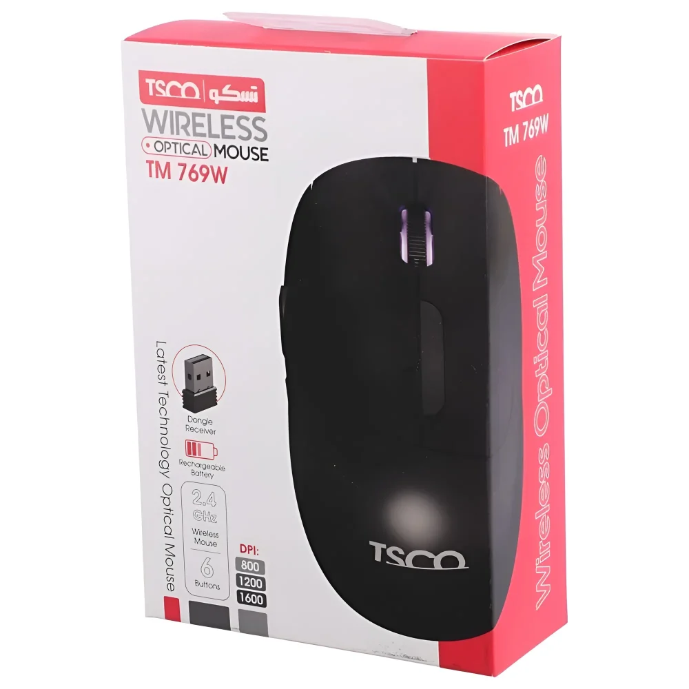 جعبه اصلی ماوس بی سیم تسکو TM 769W با معرفی ویژگی های محصول و مشخصات اتصال