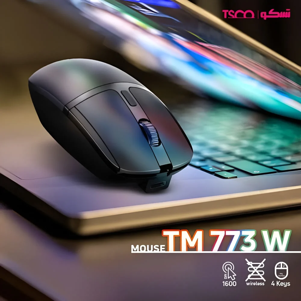 ماوس تسکو TM 773W با بدنه جمع و جور، حسگر اپتیکال، کلیدهای کم صدا و دانگل USB
