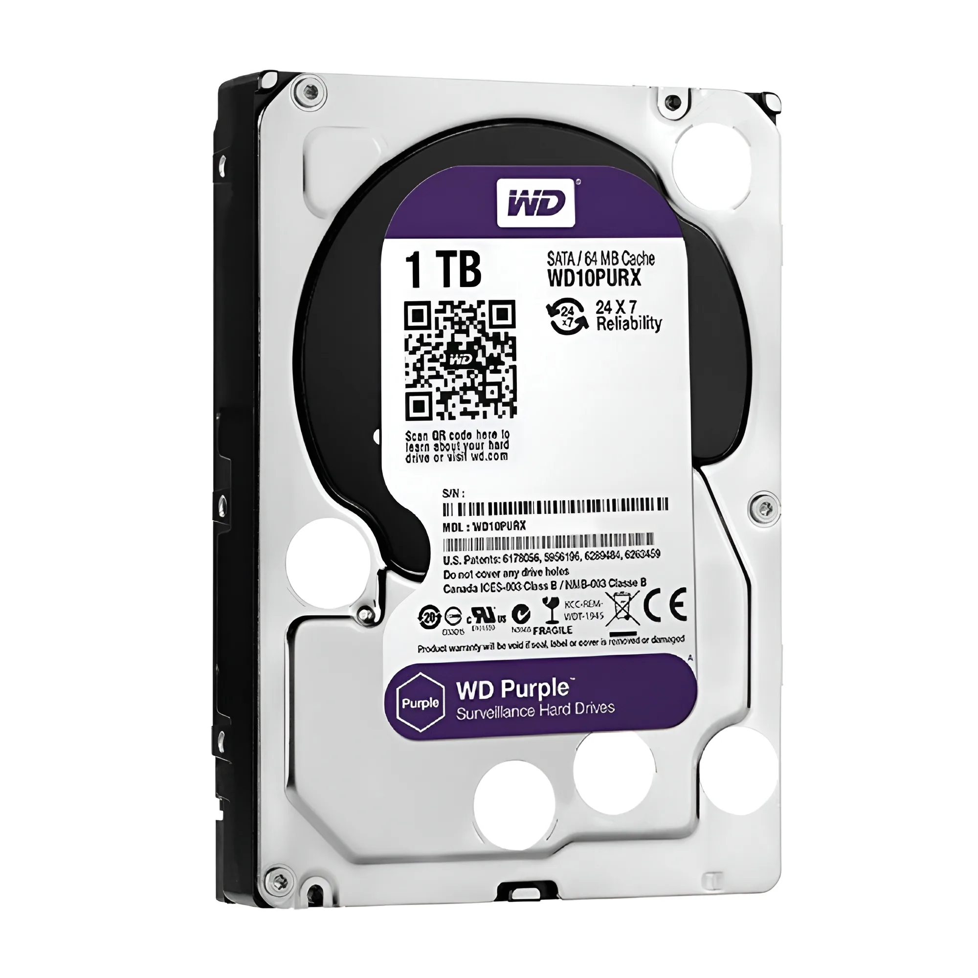 حافظه ذخیره سازی اینترنال وسترن دیجیتال Purple WD10PURZ با ظرفیت یک ترابایت