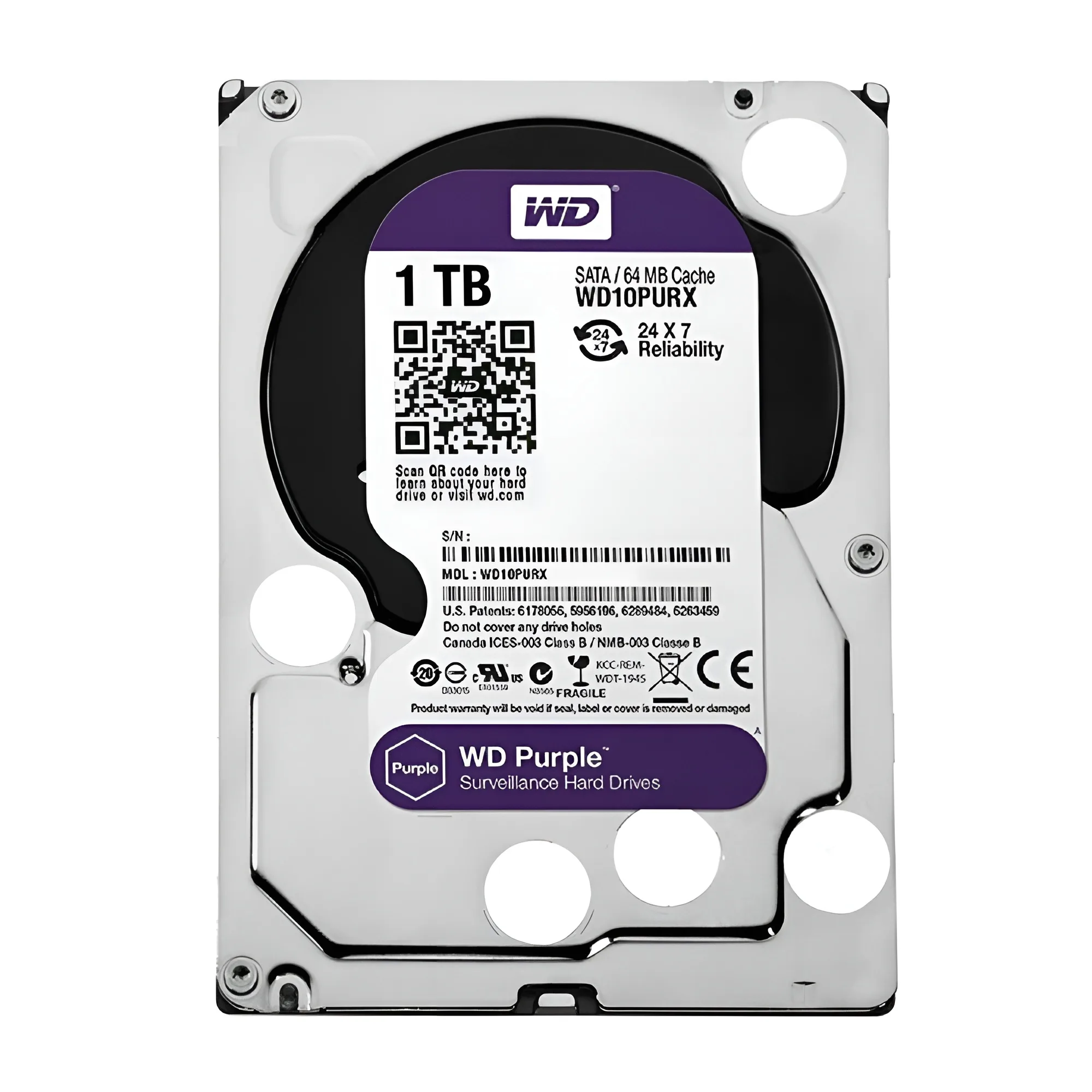هارددیسک اینترنال وسترن دیجیتال مدل Purple WD10PURZ ظرفیت 1 ترابایت
